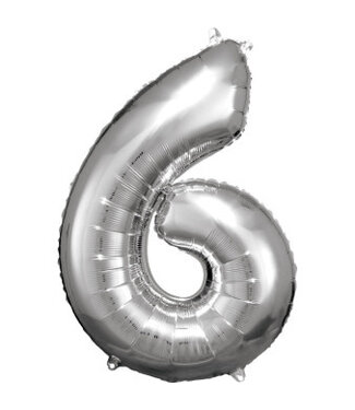 Riethmüller Cijferballon 6 Zilver | 86 cm | Riethmuller