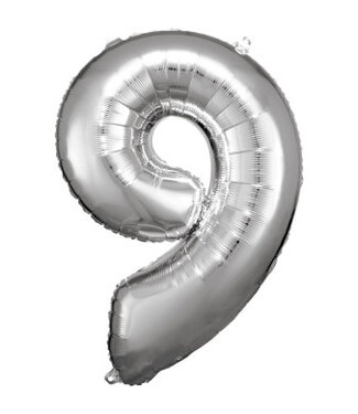 Riethmüller Cijferballon 9 Zilver | 86 cm | Riethmuller
