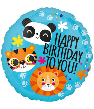 Anagram Folieballon Happy Birthday Animals | 43 cm