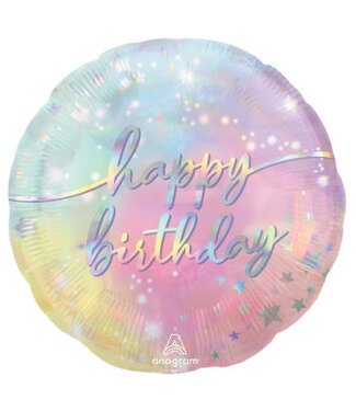 Anagram Folieballon Happy Birthday pastelkleuren | 43 cm