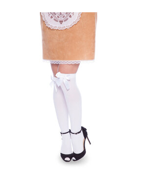 Folat Sexy Witte Stay Up kniekousen met Strik | OneSize