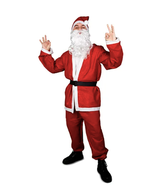 PartyDeco Kerstman pak | Jas-broek-riem-muts-baard | 170-190cm