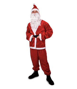 PartyDeco Premium Kerstman pak | Jas-broek-riem-muts-baard | 170-190 cm