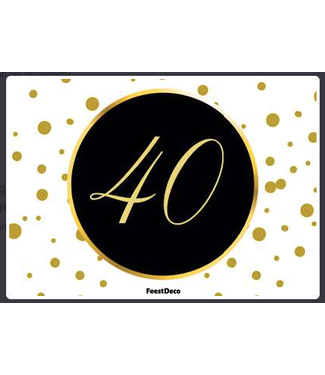Feestdeco kaarten Deurbord 40 jaar | Festive Gold | 42 x 30 cm