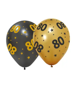 Globos Ballonnen 80 | Goud en Zwart | 6 stuks