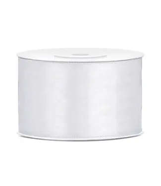 PartyDeco Satijnen lint wit | 38mm x 25 meter