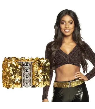 Riem pailletten goud | 60-110 cm stretch x 5 cm