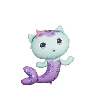PartyDeco Folieballon zeemeermin kat | 80 x 82 cm | Gaby's poppenhuis