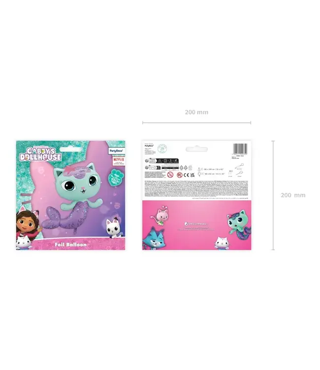 Folieballon zeemeermin kat | 80 x 82 cm | Gaby's poppenhuis