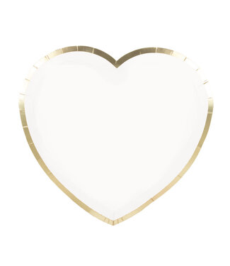 Tim&Puce Factory Bordjes hart | Wit en Goud | 8 stuks