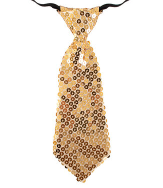 Mini stropdas goud met pailletten
