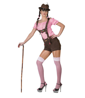 Tiroler Blouse | Roze/Wit | Maat 36-38