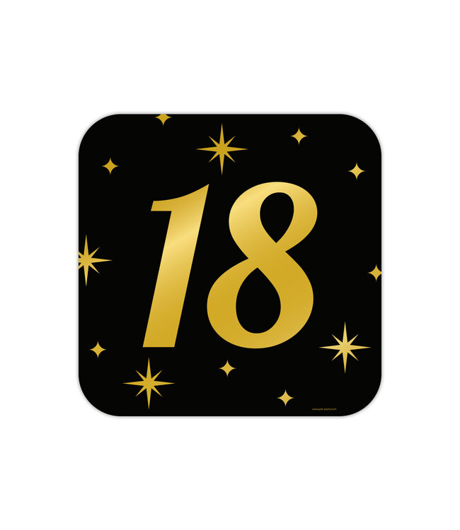 Huldebord | 18 Jaar | Goud Zwart | 50 x 50 cm