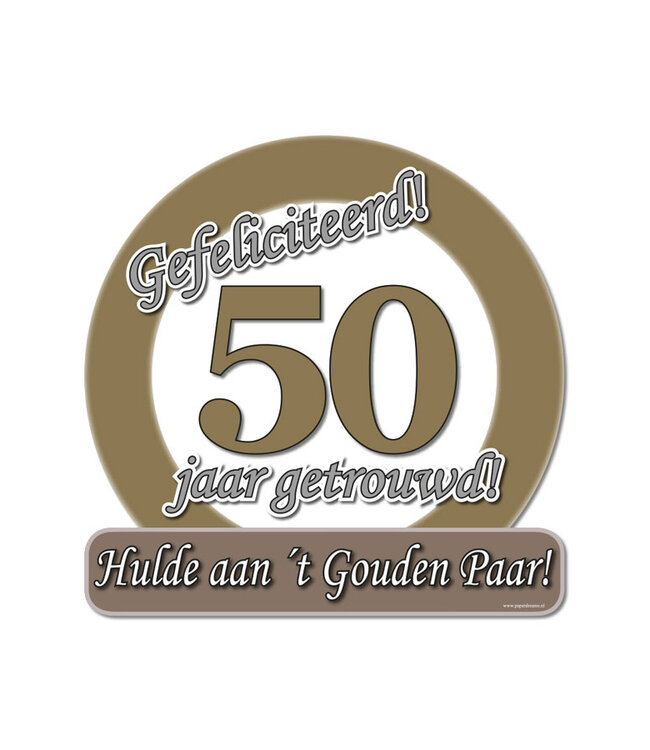 Huldebord | 50 Jaar getrouwd | Goud | 50 x 50 cm