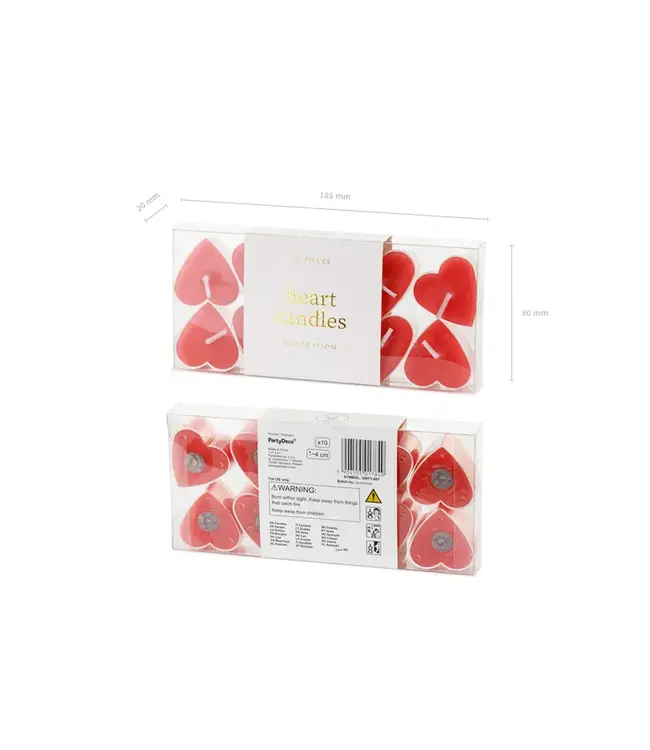 Theelichtjes hart rood | 10 stuks