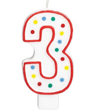 Amscan XL Kaars 3 jaar | Polka dots | 15 cm