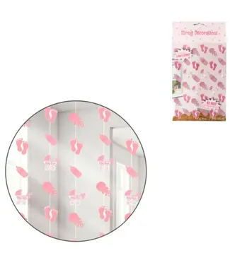 Amscan Slinger hangdecoratie Baby roze | 6 stuks | 2 meter
