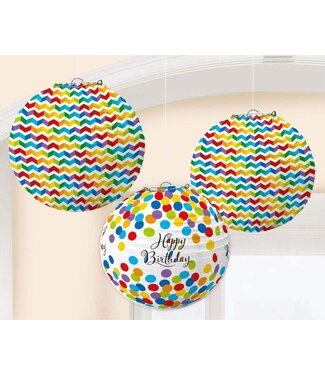 Amscan Lampionnenset Happy Birthday | 3 stuks