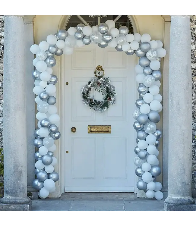 Christmas door Balloon arch | Silver chrome