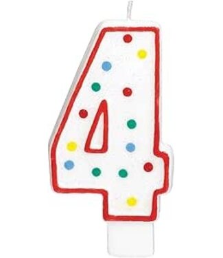 Amscan XL Kaars 4 jaar | Polka dots | 15 cm