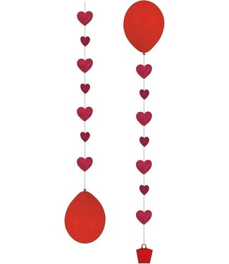 Amscan Hartjes ballonnenslinger | 3 stuks | rood metallic