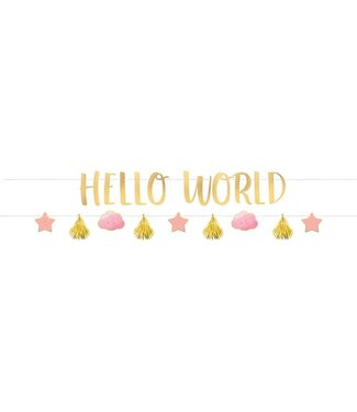 Amscan Slinger Hello World | Roze & goud | 1,7 meter
