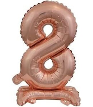 Riethmüller Cijferballon 8 rosegoud | 38 cm | met voetje