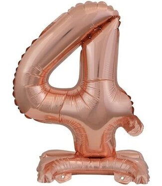 Riethmüller Cijferballon 4 rosegoud | 38 cm | met voetje