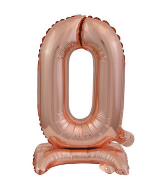 Riethmüller Cijferballon 0 rosegoud | 38 cm | met voetje
