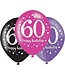Ballonnen 60 Happy Birthday | Roze, paars, zwart | 6 stuks