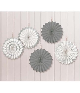 Amscan Mini waaiers ZILVER | 5 stuks | 15 cm