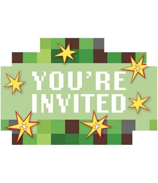 Amscan Minecraft uitnodigingen | 8 stuks | incl. envelop