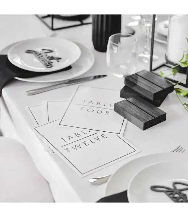 Tafelnummers + houten houder | 1 t/m 12