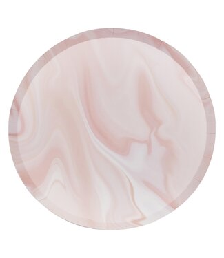Ginger Ray Bordjes Roze marble | 8 stuks | 24 cm