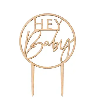 Ginger Ray Taarttopper Hey Baby | 18 cm | Hout