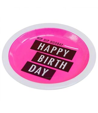 Ginger Ray Bordjes Happy Birthday NEON pink | 8 stuks