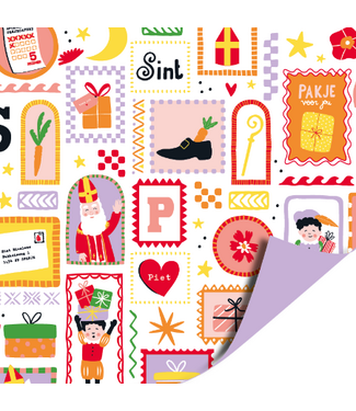 KP Cadeaupapier Pakje van de Sint | 70 cm x 2 meter | Dubbelzijdig
