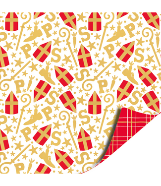 KP Cadeaupapier Mijters wit | 70cm x 2m | Dubbelzijdig