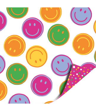 KP Cadeaupapier Smileys Confetti | 70cm x 2m | Dubbelzijdig