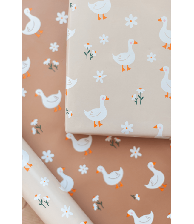 Cadeaupapier Baby Goose brown | 70cm x 2m | Dubbelzijdig