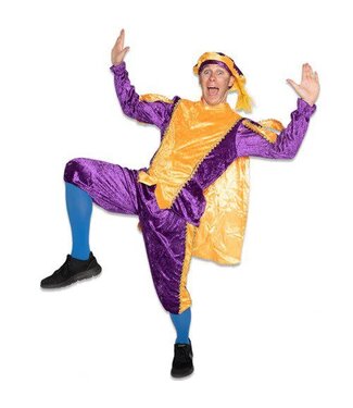 Pietenpak met cape | Velours paars/geel | Maat S