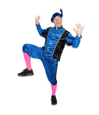 Pietenpak Velours blauw/zwart | Maat XL