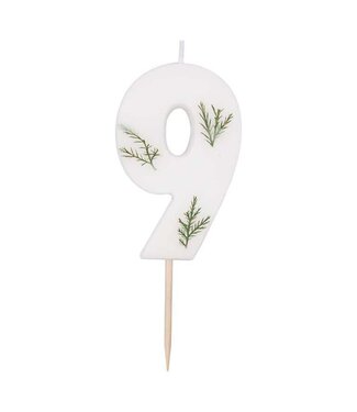 Ginger Ray Kaars cijfer 9 Botanical | 4x5 cm