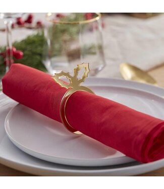 Ginger Ray Servetringen Hulstbladeren goud | 6 stuks