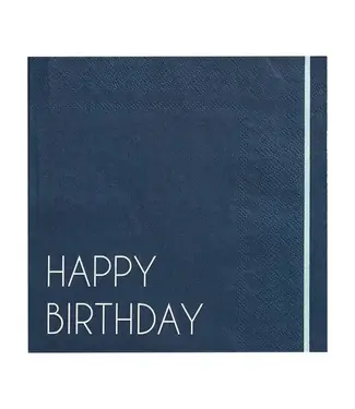 Ginger Ray Servetten Happy Birthday | Navy | 16 stuks