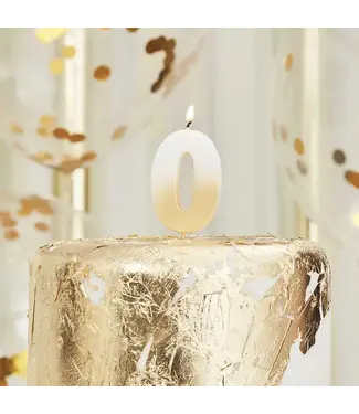 Ginger Ray Kaars cijfer 0 | White & gold