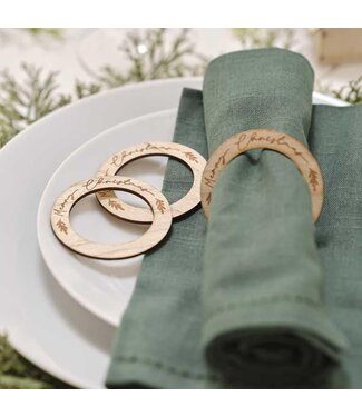 Ginger Ray Servetringen hout Merry Christmas | 6 stuks