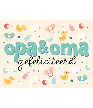 Artige Wenskaart opa & oma gefeliciteerd