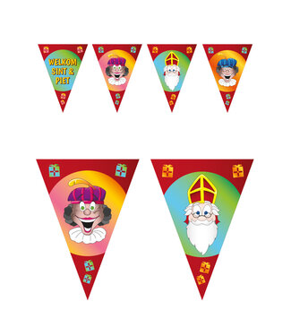Vlaggenlijn Welkom Sint & Piet | 10 meter | Rood
