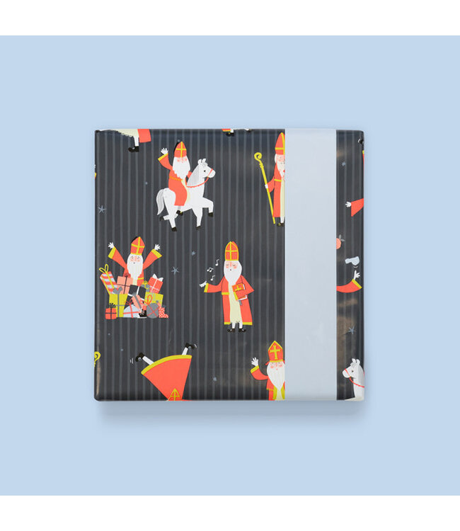 Cadeaupapier Sint - Acrobaat Night - Blue | 70cm x 3 meter | Dubbelzijdig